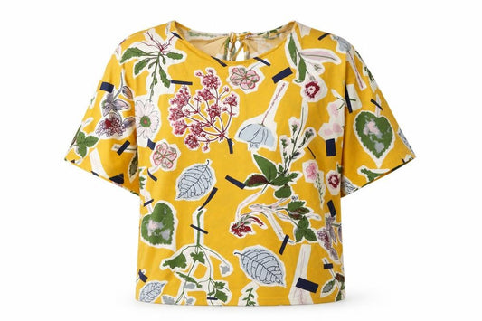 Klass Women's Yellow Floral T-Shirt Medium