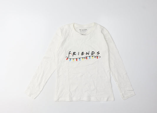 Friends Boys White Long Sleeve T-Shirt, Size 9-10Y, Graphic Print