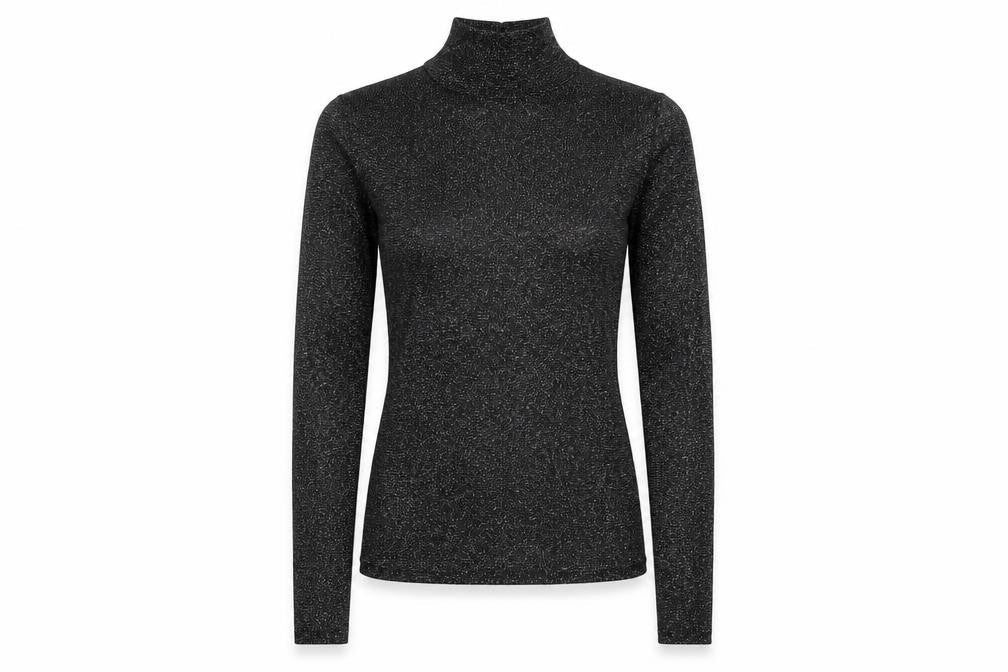 H&M Women's Black Long Sleeve High Neck Top - M