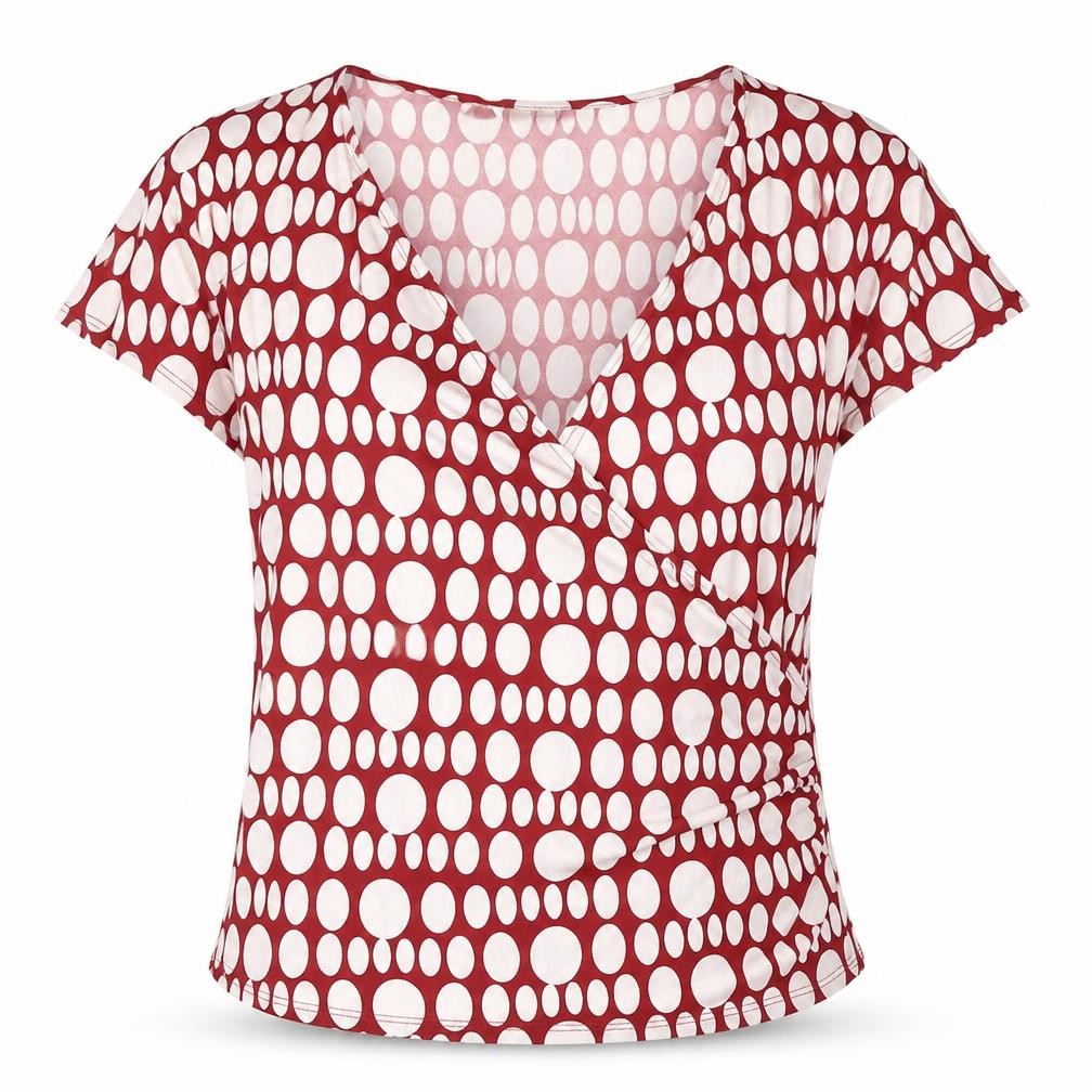 Kaliko Women's Red Polka Dot Wrap Blouse, Size 18