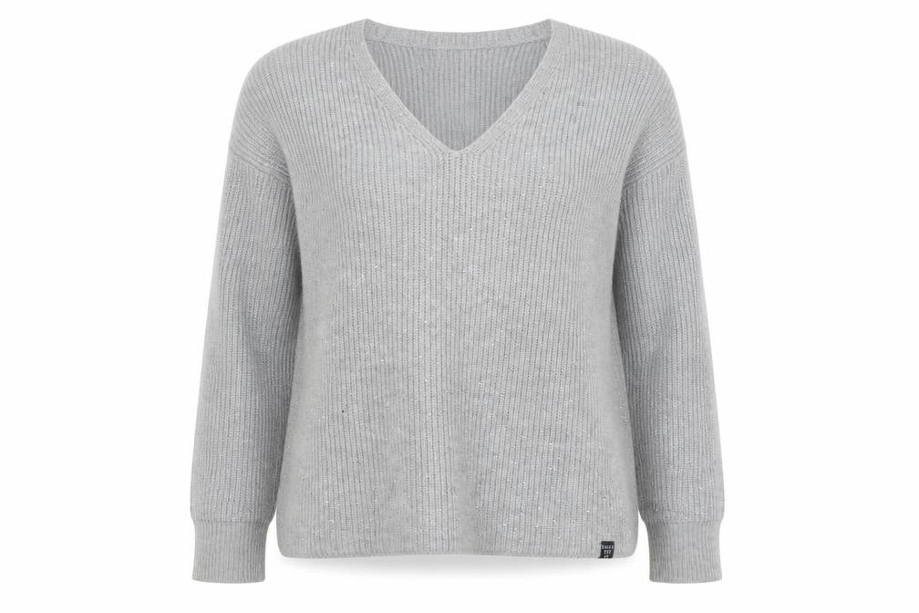 Superdry Women's Grey Knit V-Neck Pullover Jumper Size 10