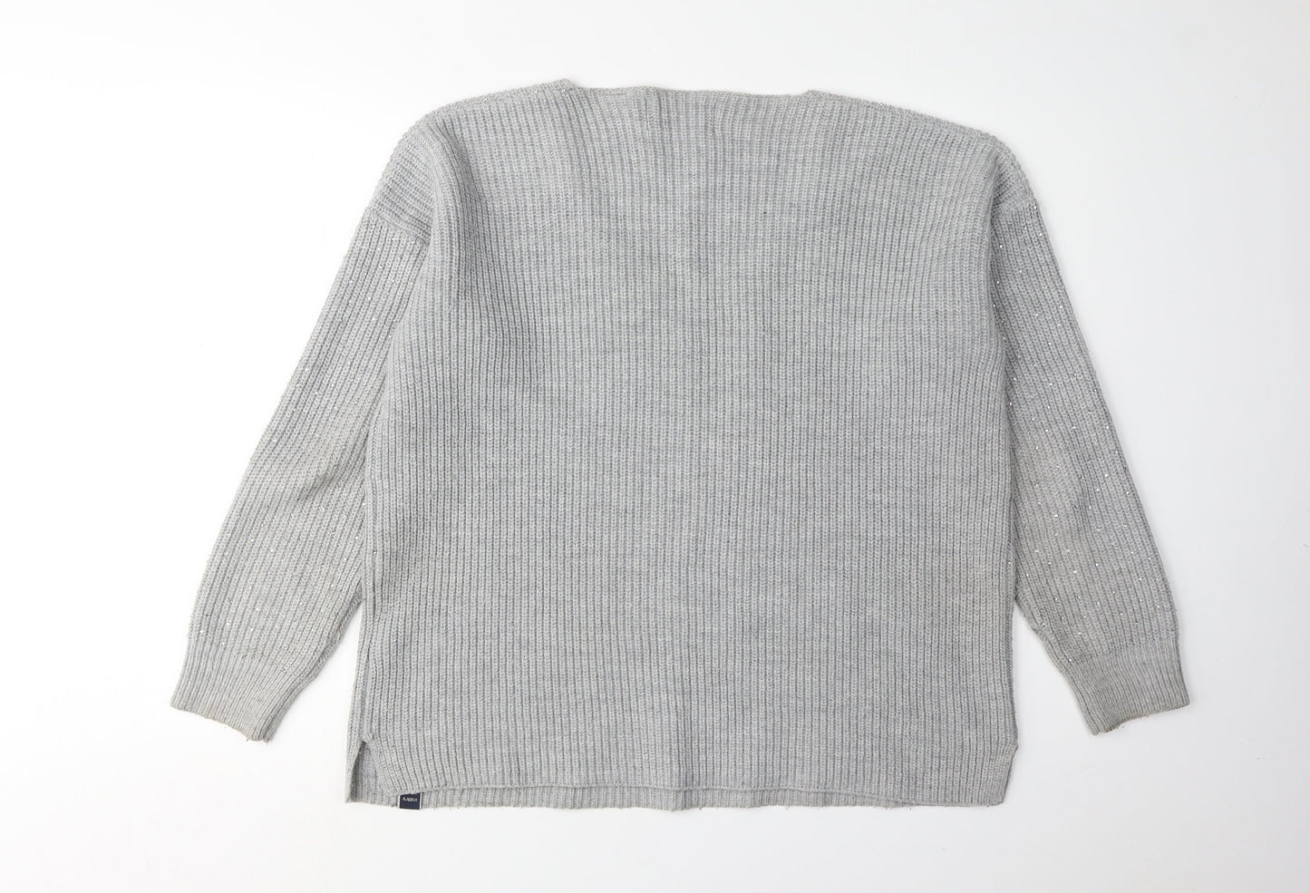 Superdry Women's Grey Knit V-Neck Pullover Jumper Size 10