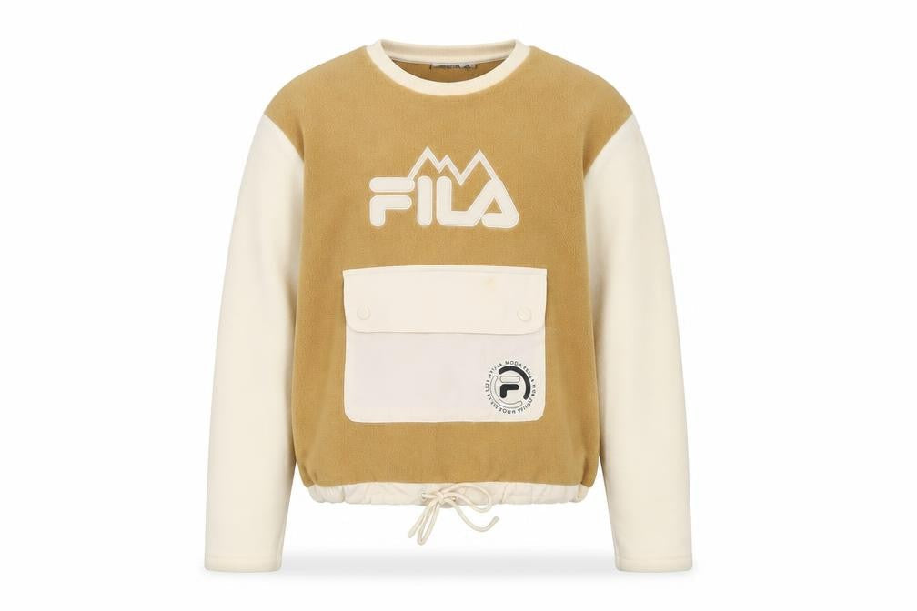 Fila Women's Beige XS Pullover Logo Sweatshirt