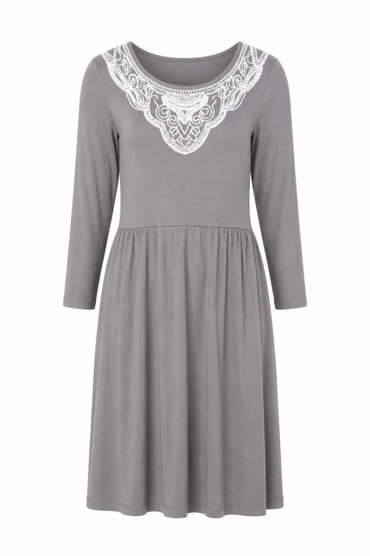 Boden Grey Midi Dress, Size 10, Women's Casual Elegance