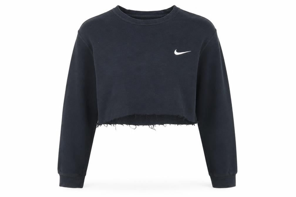 Nike Women's Black Crop Sweatshirt, S - Logo, Activewear