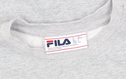 Close-up detail of Fila Women's Grey Sweatshirt, size S, Casual Pullover