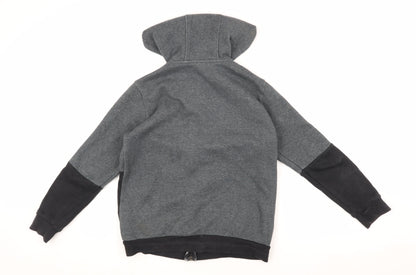 Back view of Adidas boys’ black grey hooded track jacket 11-12y