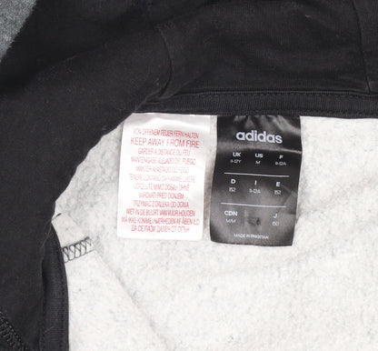 Close-up detail of Adidas boys’ black grey hooded track jacket 11-12y