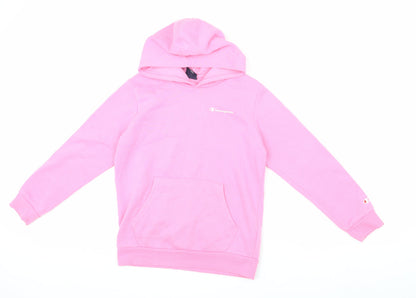 Additional front view of Champion girls’ pink pullover hoodie, size 11-12, years