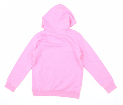 Back view of Champion girls’ pink pullover hoodie, size 11-12, years