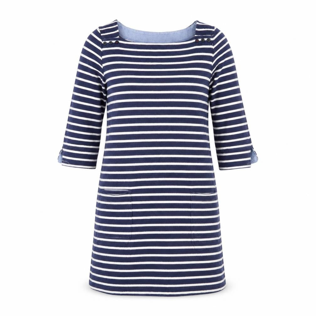 Joules Women's Blue Striped Shift Dress, Size 8, Nautical Style