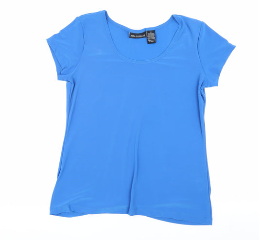 Nina Leonard Women's M Blue Scoop Neck T-Shirt