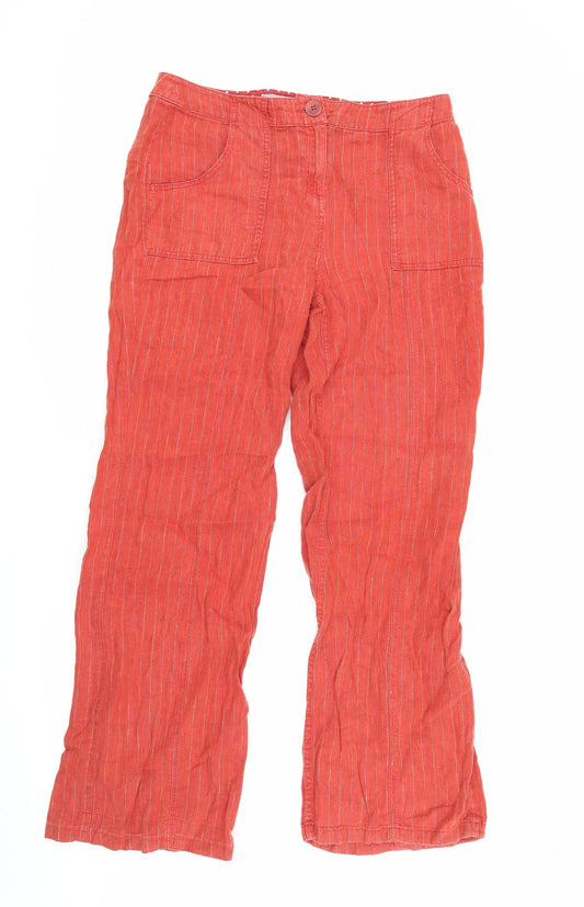 Marks and Spencer Women's Red Striped Trousers - Size 12