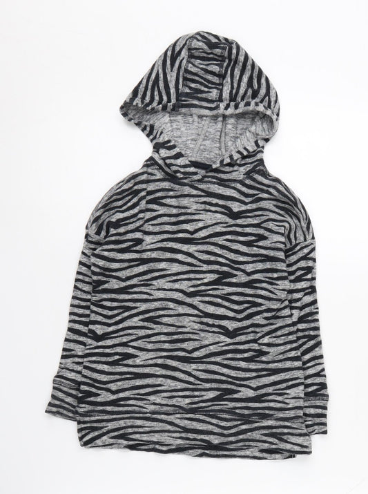 Next Girls Grey Zebra Print Hoodie - Size 5 Years