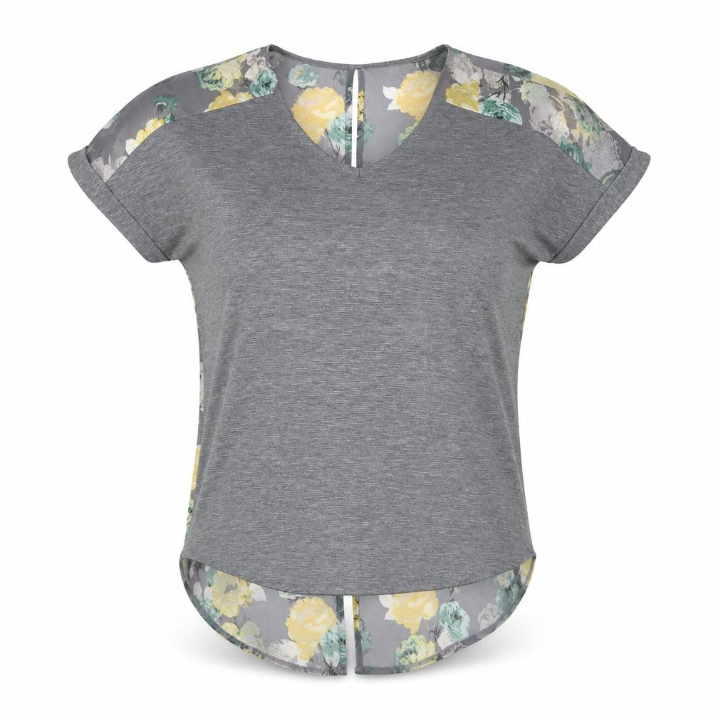 Next Women's Grey Floral Tunic, Size 10, V-Neck, Regular Fit