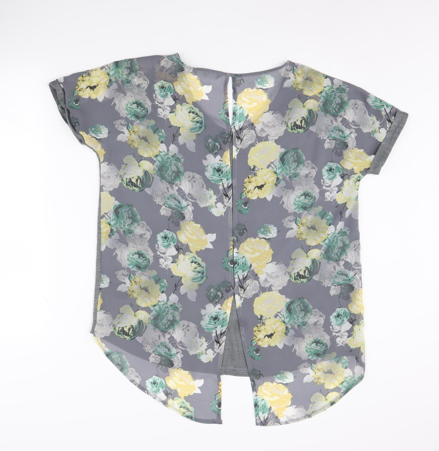 Next Women's Grey Floral Tunic, Size 10, V-Neck, Regular Fit