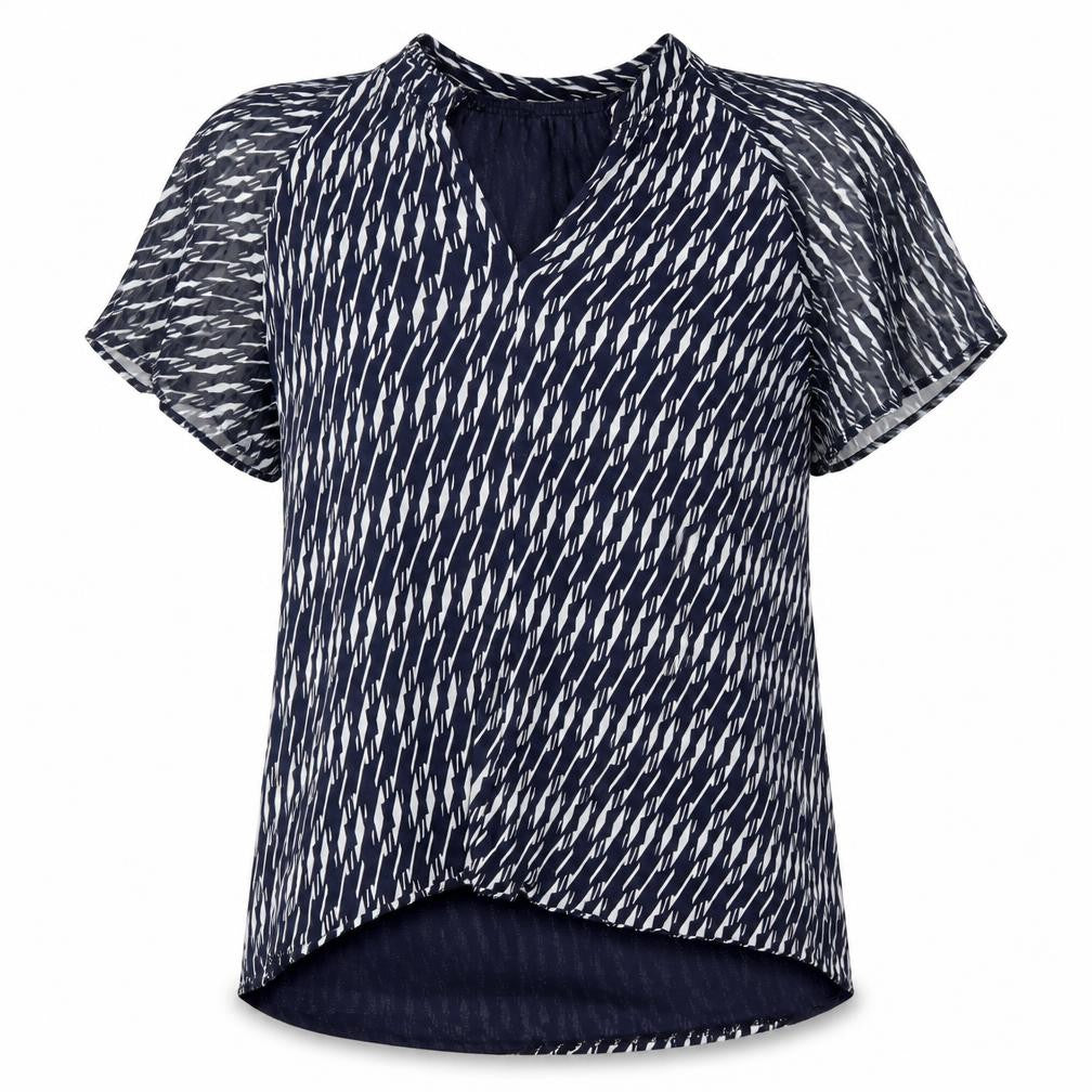 Next Women's Blue V-Neck Geometric Blouse Size 16