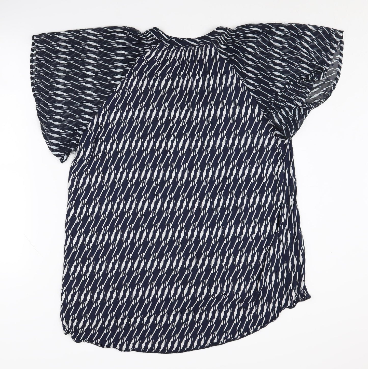 Next Women's Blue V-Neck Geometric Blouse Size 16