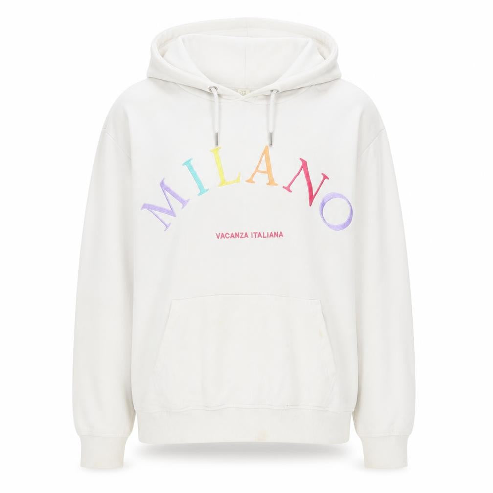 H&M Women's White Embroidered Pullover Hoodie M