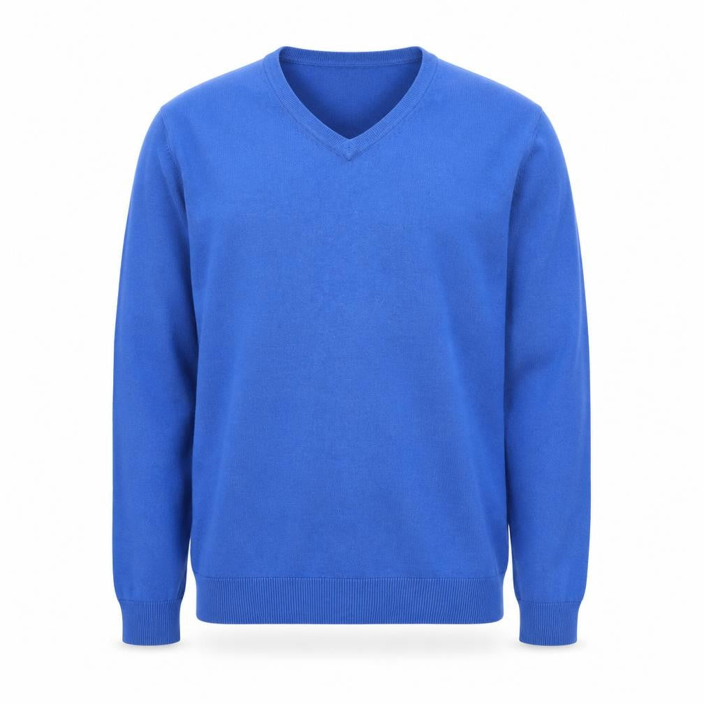 C&A Men's Blue V-Neck Cotton Pullover Jumper M