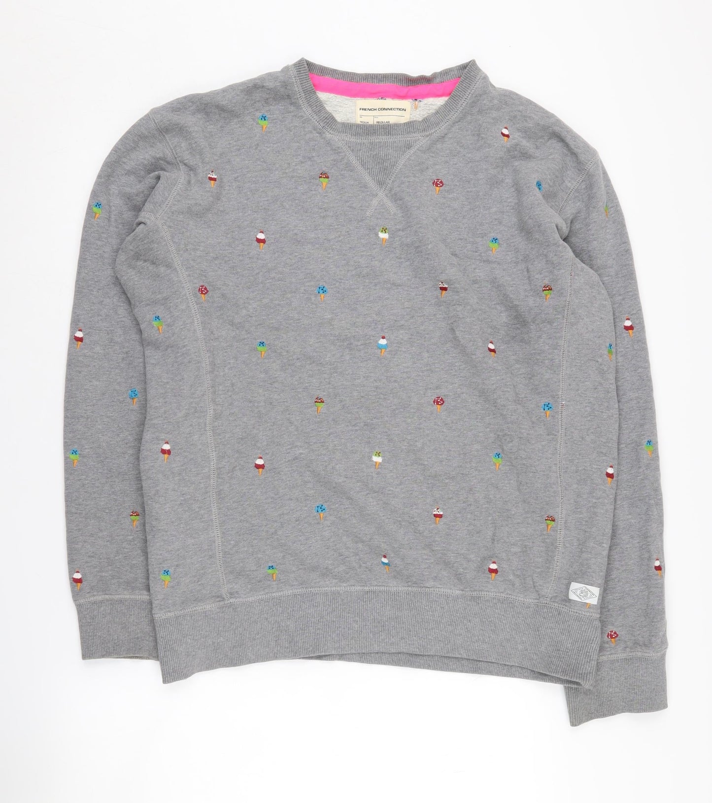 French Connection Women's Grey Embroidered Medium Sweatshirt