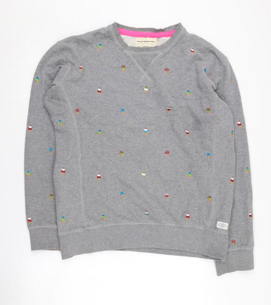 French Connection Women's Grey Embroidered Medium Sweatshirt