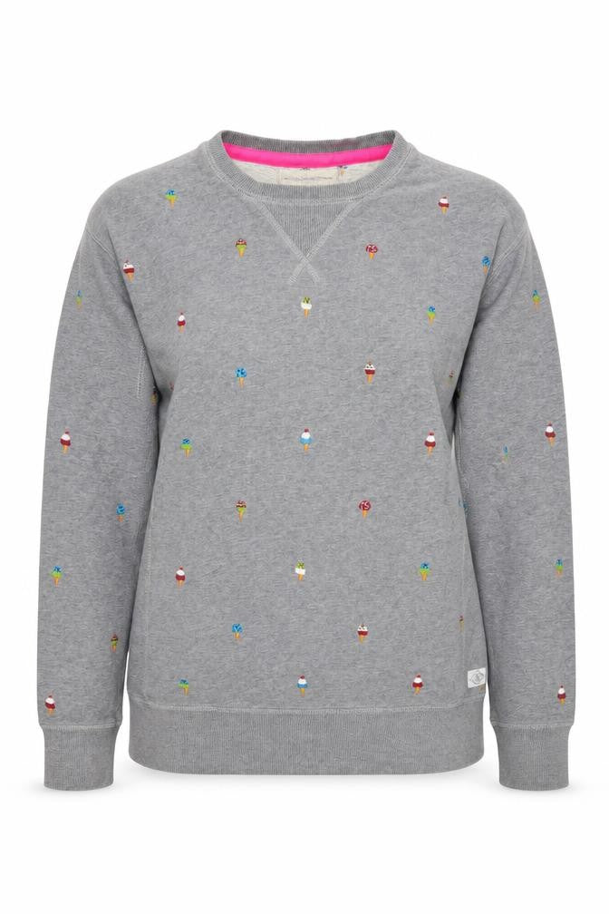 French Connection Women's Grey Embroidered Medium Sweatshirt