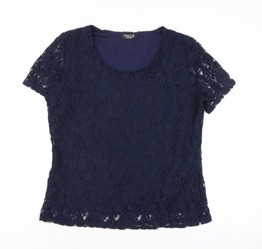 Touch Collection Women's Blue Lace Top - Size M