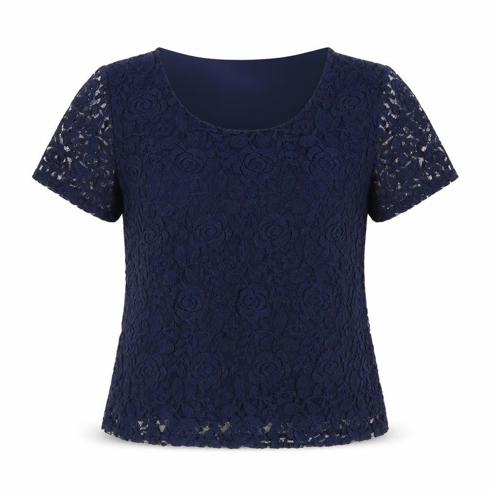 Touch Collection Women's Blue Lace Top - Size M