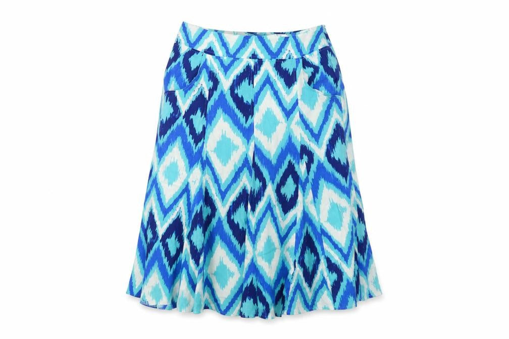 M&Co. Women's Blue Geometric Skirt, Size 12
