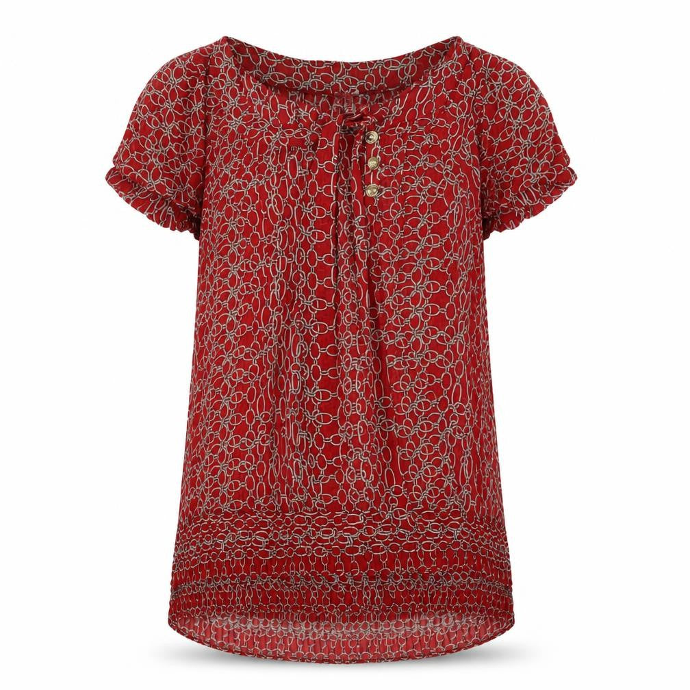 With Love Nancy Women's Red Geometric Blouse Size 12
