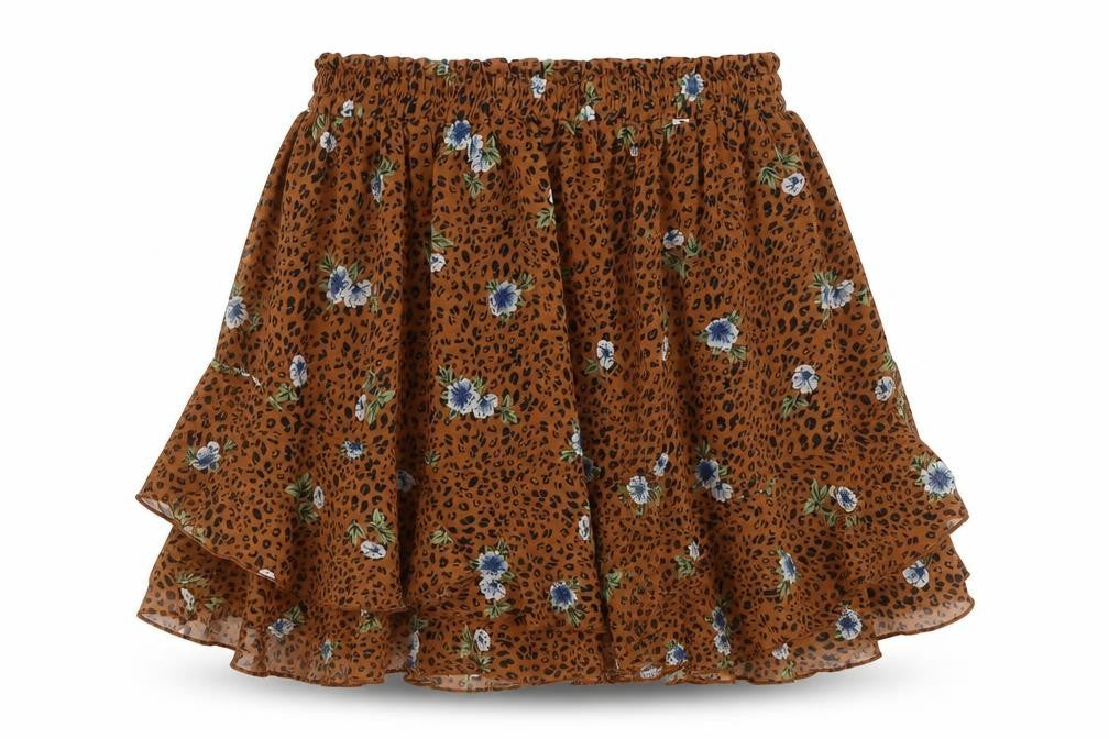 By Clara Paris Brown Flare Skirt Women's M - Animal Floral