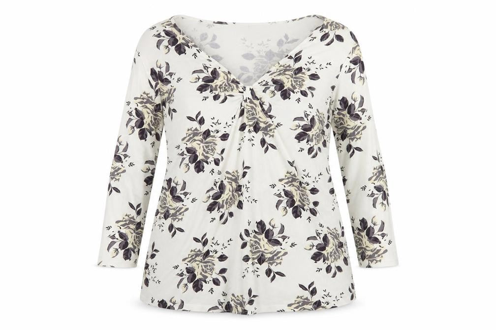 Ann Harvey Women's Floral Top 3/4 Sleeve Size 16