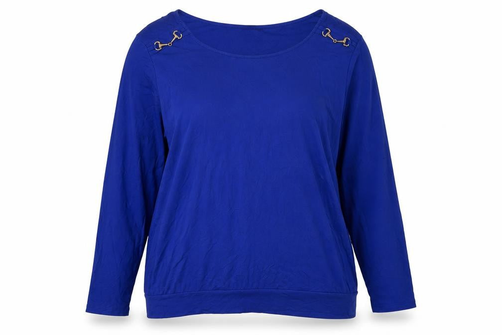 Wallis Women Blue Boat Neck Long Sleeve Top L