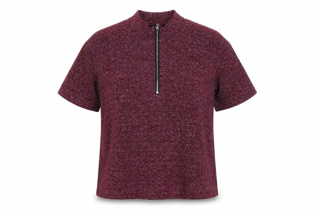 Monki Women's Purple Mock Neck Zip Top