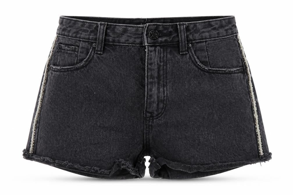 Stradivarius Women's Black High Waist Denim Shorts - Size 8