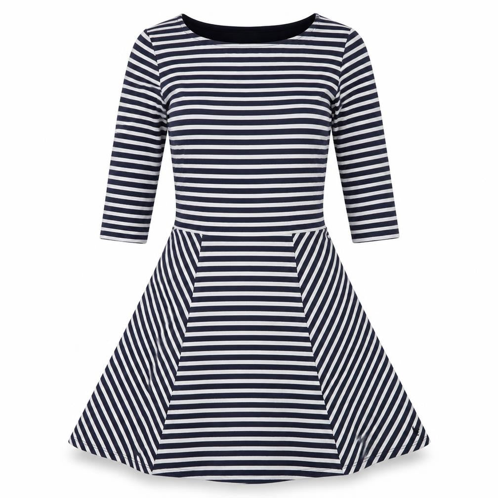 Jack Wills Women's Navy Striped A-Line Dress Size 10