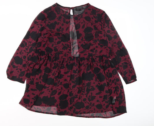 Topshop Women's Floral Blouse UK 16, Multicoloured