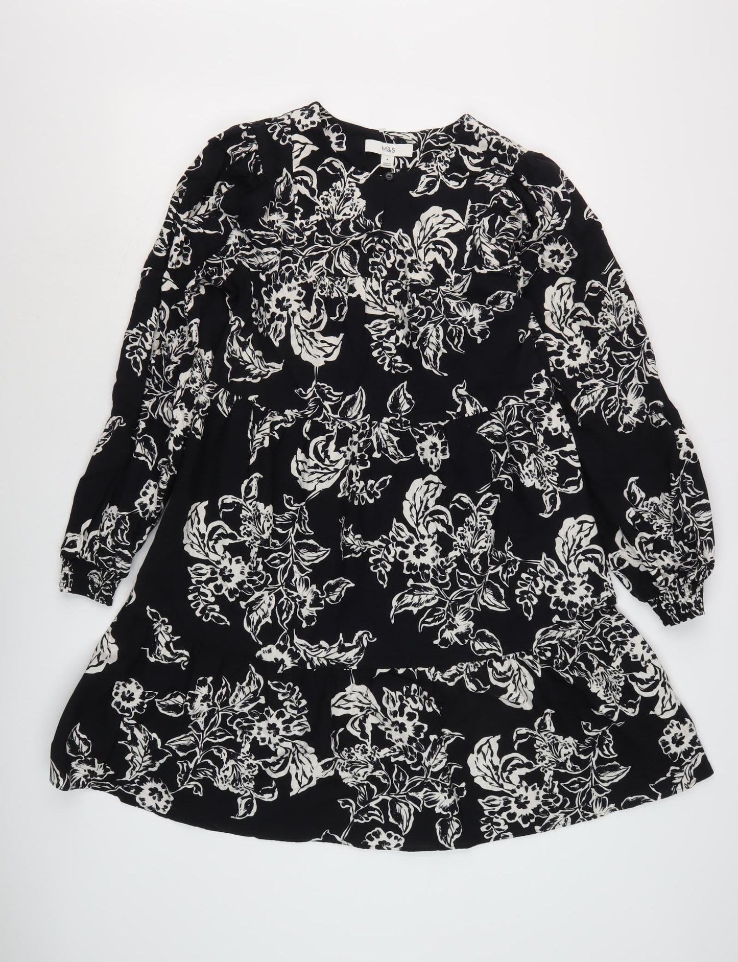 Marks and Spencer Women Black Floral Dress Size 8