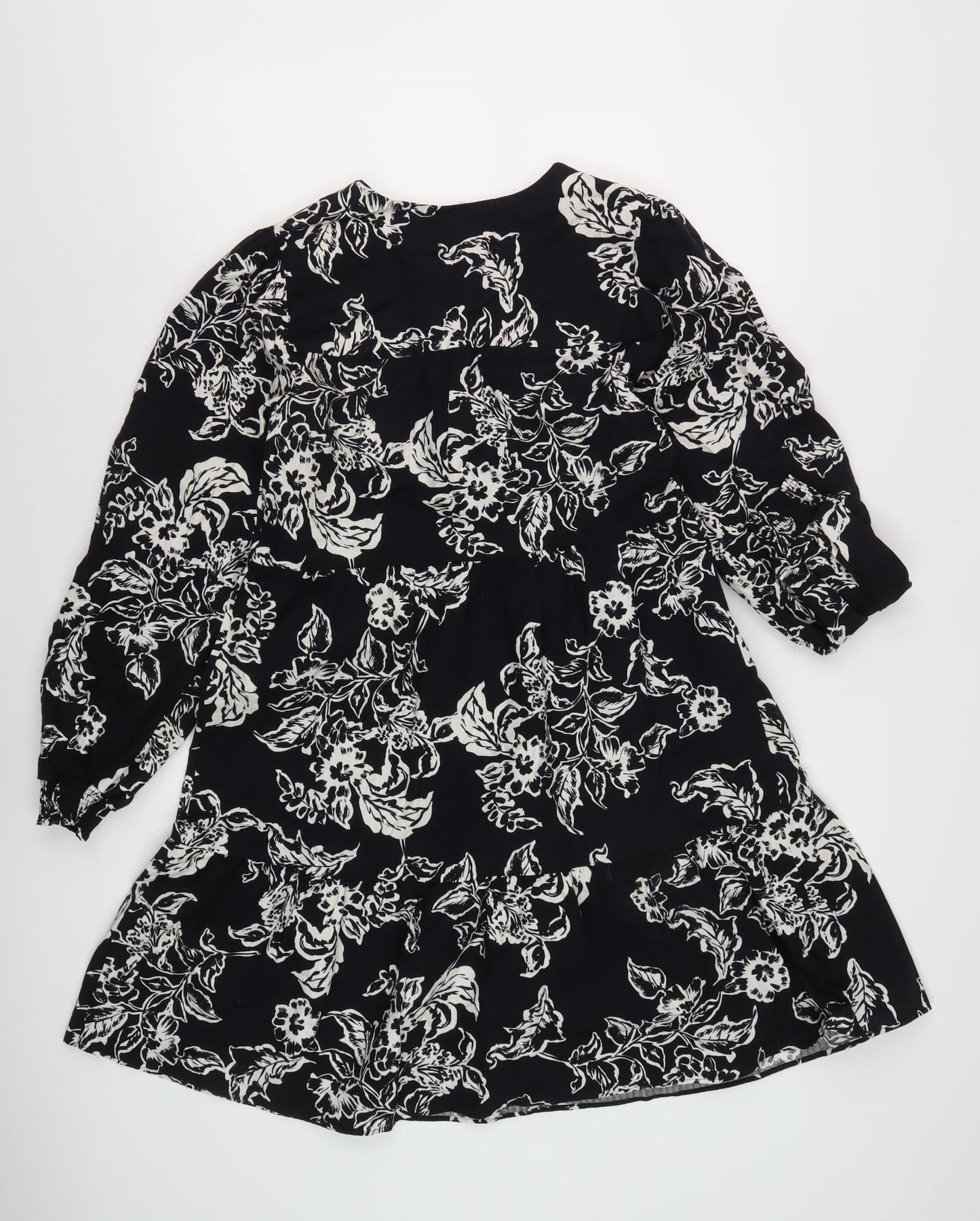 Marks and Spencer Women Black Floral Dress Size 8