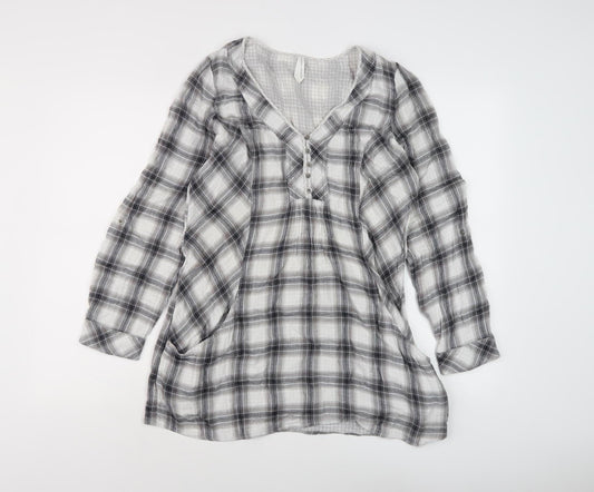 Marks and Spencer Women’s Grey Plaid Blouse, Size 12