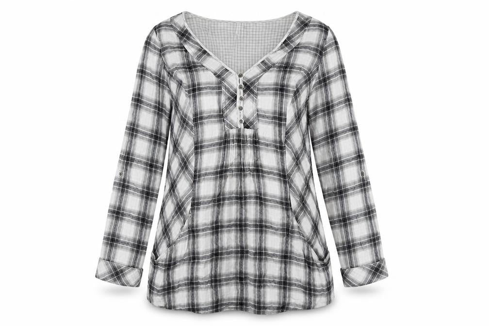 Marks & Spencer Women’s Grey Plaid Blouse, Size 12