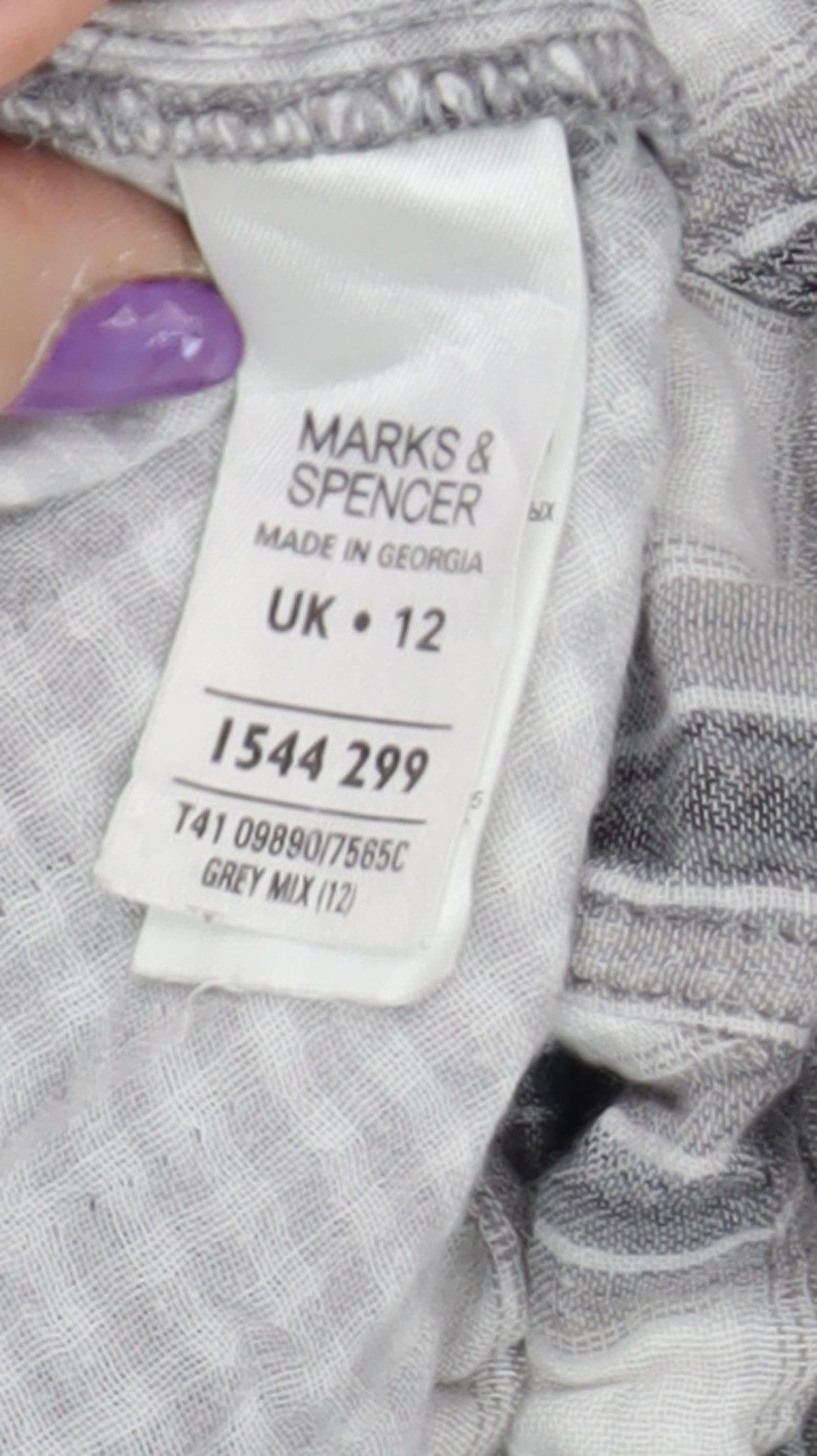 Marks and Spencer Women’s Grey Plaid Blouse, Size 12