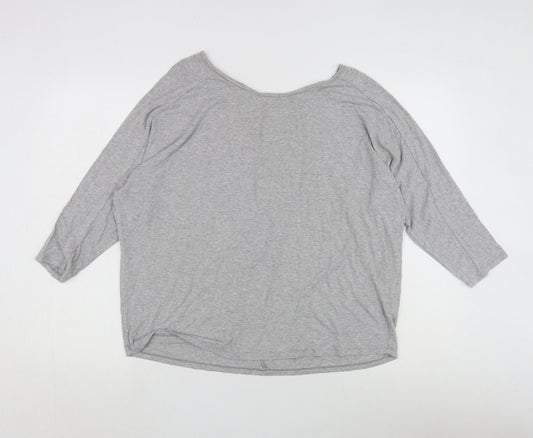 Warehouse Women's Grey 3/4 Sleeve Basic T-Shirt Size 14