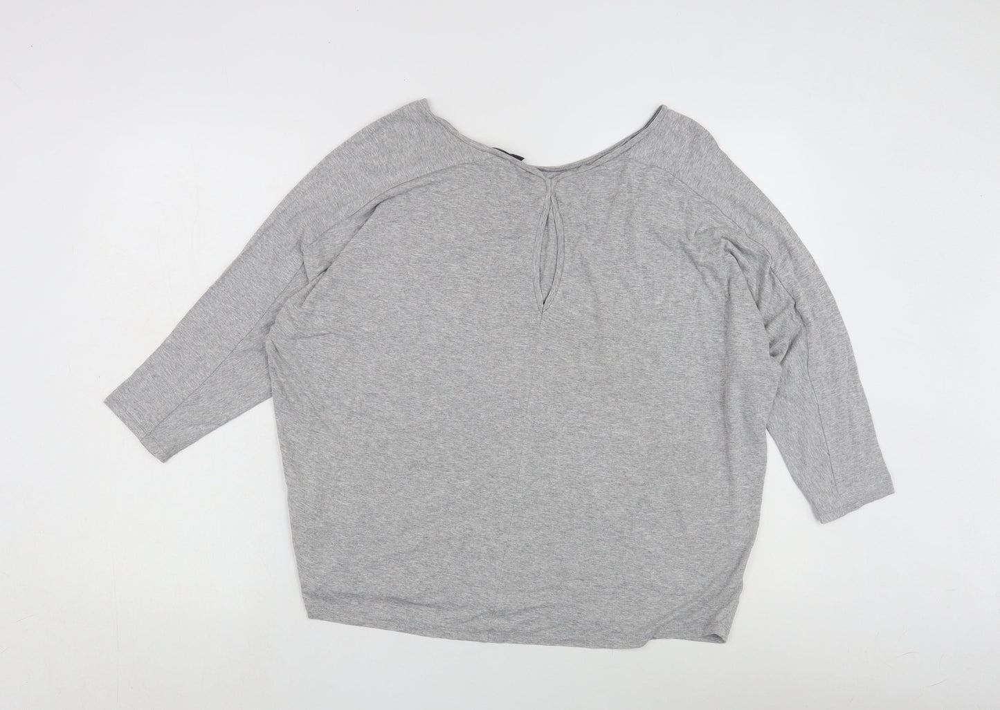 Warehouse Women's Grey 3/4 Sleeve Basic T-Shirt Size 14