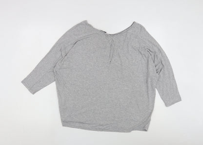 Warehouse Women's Grey 3/4 Sleeve Basic T-Shirt Size 14
