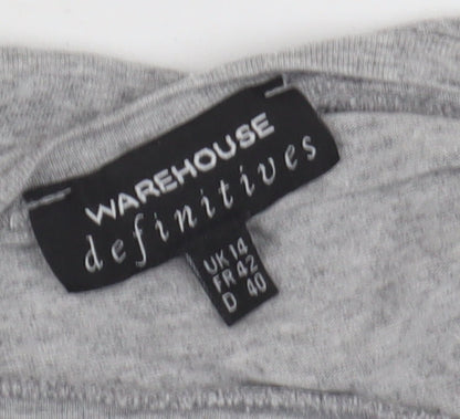 Warehouse Women's Grey 3/4 Sleeve Basic T-Shirt Size 14
