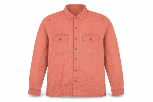Lands' End Men's Red Long Sleeve Cotton Shirt M