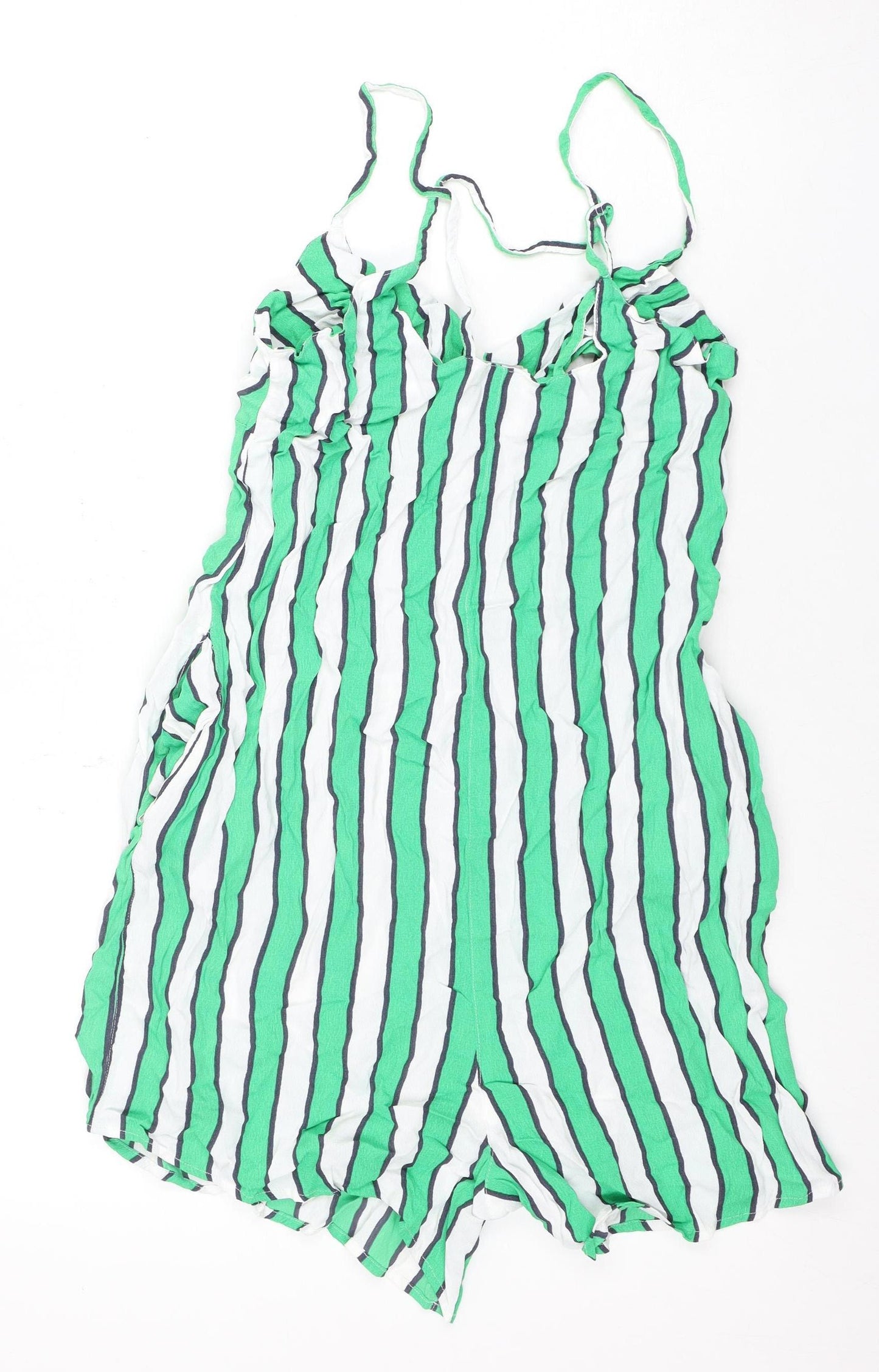 ASOS Women's Green Striped Jumpsuit, Size 8, Sleeveless
