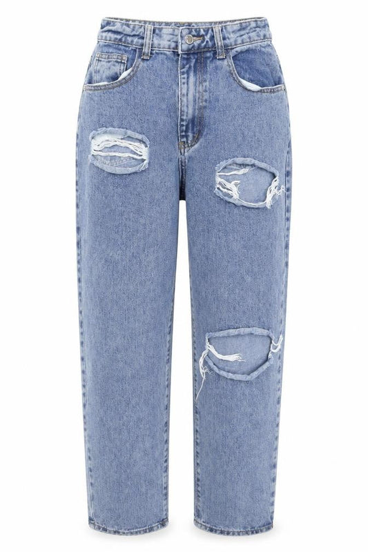 PrettyLittleThing Petite Blue Boyfriend Jeans Size 8